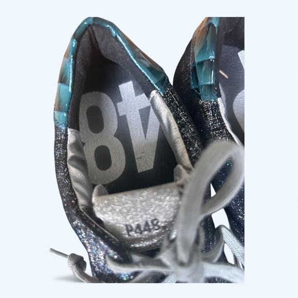 P448 John Jafar Low-Top Sneakers Metallic Glitter Pony Hair Toe Women's EU 41 - Picture 5 of 13